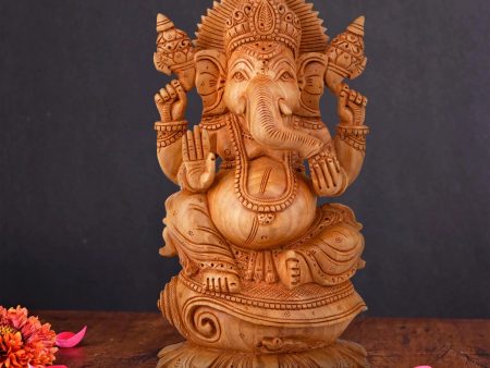 Ganesh Murti - 8 x 4.5 Inches | Wooden Statue  Ganpati Murti  Vinayaka Statue for Pooja on Sale