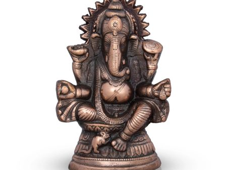 Ganesh Murti - 8 x 5 Inches | Copper Oxidised Ganpati Idol  Vinayaka Statue for Pooja  430 Gms Approx For Cheap