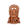 Ganesh Murti With Arch - 12 x 8 Inches | Wooden Statue  Ganpati Murti  Vinayaka Statue Sitting On Chowki for Pooja Discount