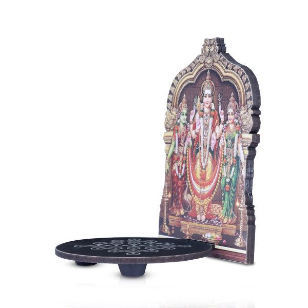 Murugan Valli Deivanai With Kolam Stand - 5 x 4 Inches | Deity With Wooden Bajot for Pooja Hot on Sale