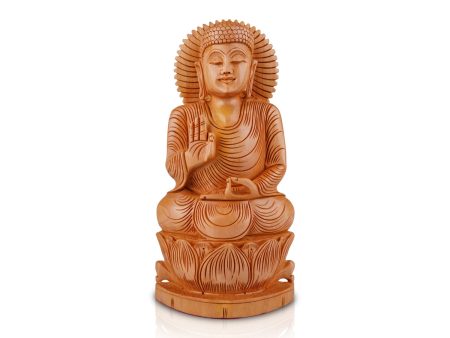 Buddha Statue - 12 x 6 Inches | Buddha Murti  Buddha Idol  Wooden Statue for Home  1.080 Kgs Online