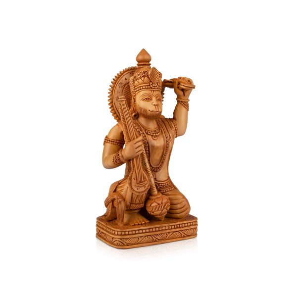 Anjaneya Statue - 6 x 4 Inches | Sittting Hanuman Statue  Wooden Statue  Hanuman Murti for Pooja  230 Gms For Cheap