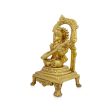 Saraswati Murti With Arch - 9 x 5 Inches | Antique Brass Idol  Saraswati Idol Sittting On Chowki for Pooja  2.200 Kgs on Sale