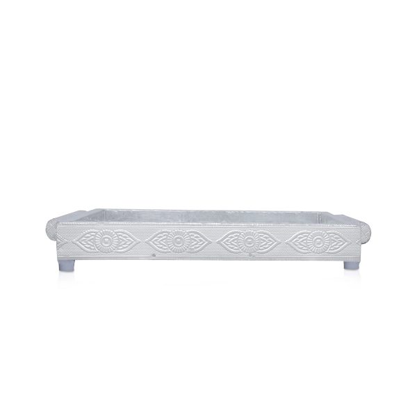 Decorative Tray - 1.5 x 10 x 7 Inches | Wooden Plate  Silver Polish Thali Tray for Pooja  460 Gms Approx Online Sale