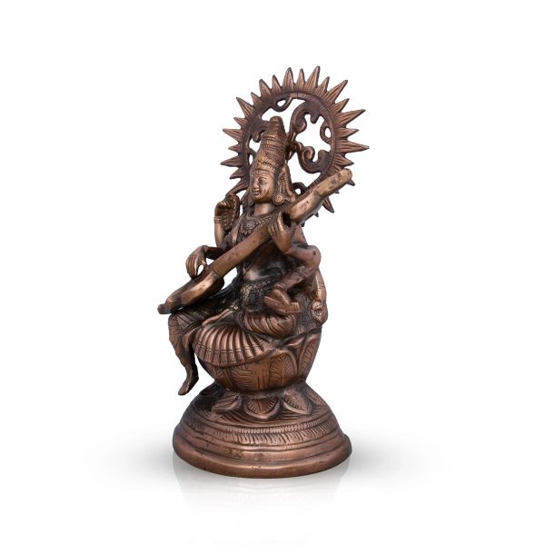 Saraswati Murti - 14 x 8 Inches | Copper Oxidised Saraswati Idol  Saraswati Moorti for Pooja  1.150 Kgs Approx Cheap