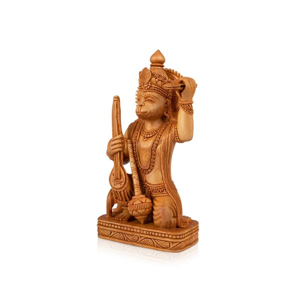 Anjaneya Statue - 6 x 4 Inches | Sittting Hanuman Statue  Wooden Statue  Hanuman Murti for Pooja  230 Gms For Cheap