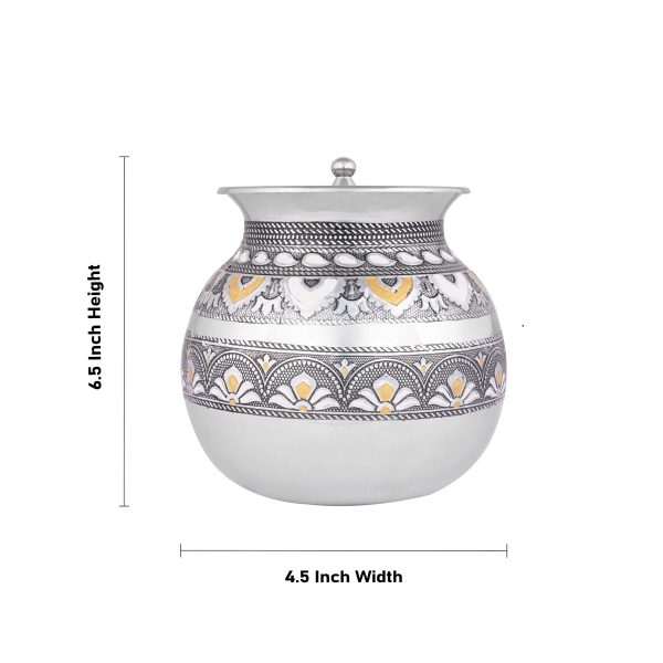 Pongal Pot With Lid - 6.5 x 4.5 Inches | Stainless Steel Kalash  Stainless Steel Pot for Home  485 Gms Approx Online now