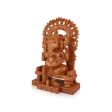 Ganesh Murti With Arch - 12 x 8 Inches | Wooden Statue  Ganpati Murti  Vinayaka Statue Sitting On Chowki for Pooja Discount