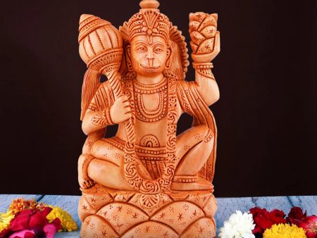 Anjaneya Statue - 8 x 5 Inches | Hanuman Statue  Wooden Statue  Hanuman Murti for Pooja  580 Gms Fashion