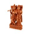 Radha Krishna Murti - 12 x 7 Inches | Wooden Statue  Radha Krishna Idol Standing On Chowki for Pooja Online