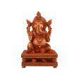 Ganesh Murti Sitting On Double Chowki - 12 x 8.5 Inches | Wooden Statue  Ganpati Murti  Vinayaka Statue for Pooja Online Hot Sale