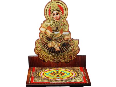 Sri Chakra Design Manai Palagai With Annapoorani Photo Frame - 4 x 3 Inches | Bajot With Picture Frame for Pooja  50 Gms Cheap