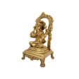 Lakshmi Idol With Arch - 9 x 4.5 Inches | Brass Idol  Laxmi Murti Sitting On Chowki for Pooja  2.160 Kgs For Sale