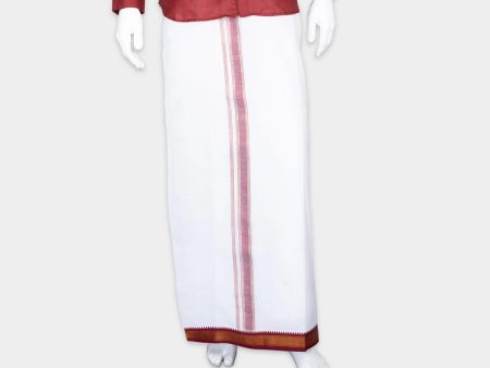 Veshti - 3.6 Mtrs | White Vesti  5 Kan Mayilkan Border Dhoti for Men For Discount