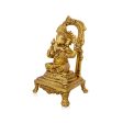 Ganesh Murti With Arch - 9 x 5 Inches | Antique Brass Idol  Vinayaka Statue Sitting On Chowki for Pooja  2.460 Kgs Online now