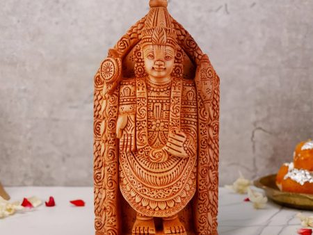 Tirupati Balaji Murti - 8 x 4.5 Inches | Wooden Statue  Standing Balaji Idol  Lord Balaji Statue for Pooja Fashion