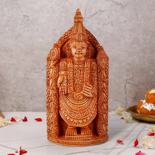 Tirupati Balaji Murti - 8 x 4.5 Inches | Wooden Statue  Standing Balaji Idol  Lord Balaji Statue for Pooja Fashion