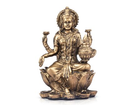 Lakshmi Idol - 3 x 2 Inches | Resin Statue  Brass Polish Laxmi Murti  Laxmi Idol for Pooja For Cheap