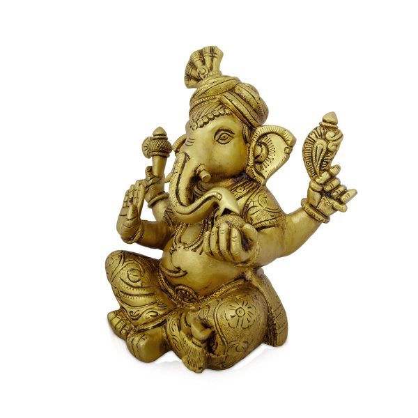 Pagadi Ganesh Murti - 10 x 7.5 Inches | Antique Brass Idol  Ganpati Idol  Vinayaka Statue for Pooja  5.500 Kgs Sale