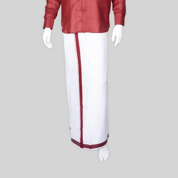 Veshti - 2 Mtrs | White Colour Vesti  1 Inch Gundanchi Border Dhoti for Men Online Sale