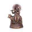 Cow Krishna Murti - 20 x 12 Inches | Copper Oxidised Cow Krishna Statue  Krishna Idol for Pooja  2.800 Kgs Online now