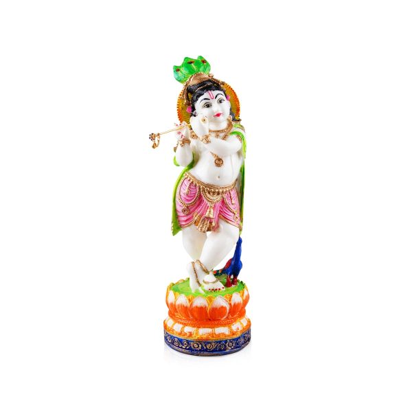 Flute Krishna Murti - 15 x 4 Inches | Resin Statue  Painted Krishna Idol  Standing Krishna Statue for Pooja Sale