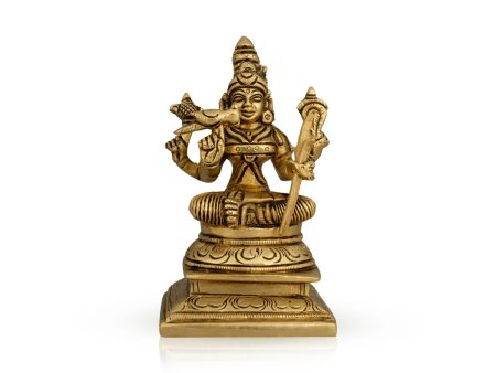 Kamakshi Idol With Base - 5 x 3 Inches | Antique Brass Idol  Kamatchi Amman Statue for Pooja  920 Gms Approx Fashion