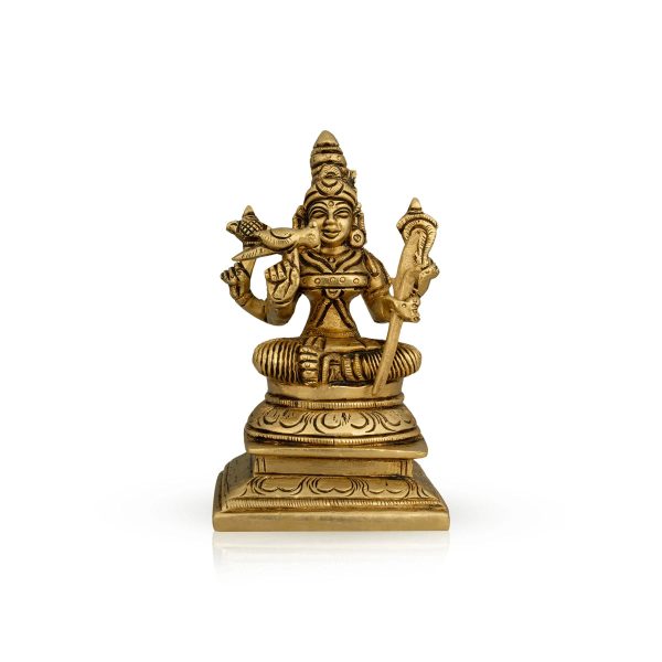 Kamakshi Idol With Base - 5 x 3 Inches | Antique Brass Idol  Kamatchi Amman Statue for Pooja  920 Gms Approx Fashion