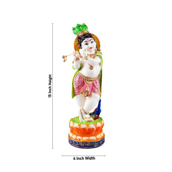 Flute Krishna Murti - 15 x 4 Inches | Resin Statue  Painted Krishna Idol  Standing Krishna Statue for Pooja Sale