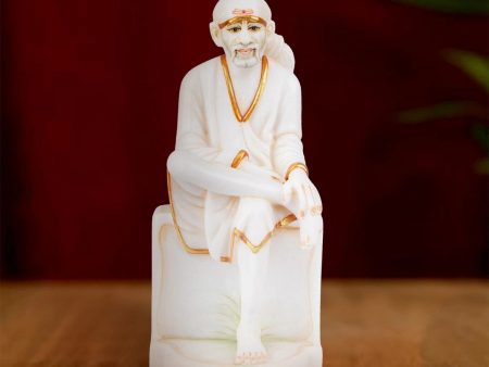 Saibaba Statue - 12 x 6 Inches | Marble Murti  Sai Baba Vigraham  Painted Saibaba Idol for Pooja Fashion