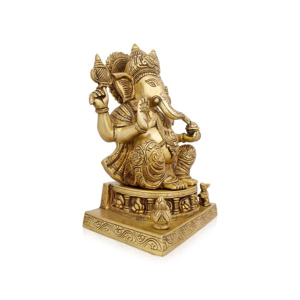 Ganesh Murti - 11 x 7 Inches | Antique Brass Idol  Vinayaka Statue  Ganpati Idol for Pooja  6.500 Kgs Approx on Sale