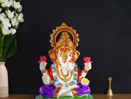 Ganesh Murti - 10 x 7 Inches | Resin Statue  Ganpati Murti  Painted Vinayaka Statue for Pooja Online Sale