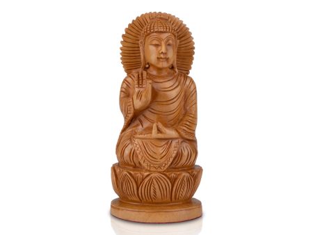 Buddha Statue - 6 x 3 Inches | Buddha Murti  Buddha Idol  Wooden Statue for Home  190 Gms For Discount