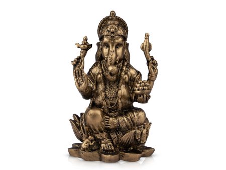 Ganesh Murti - 3 x 2 Inches | Resin Statue  Brass Polish Ganpati Murti  Vinayaka Statue for Pooja on Sale