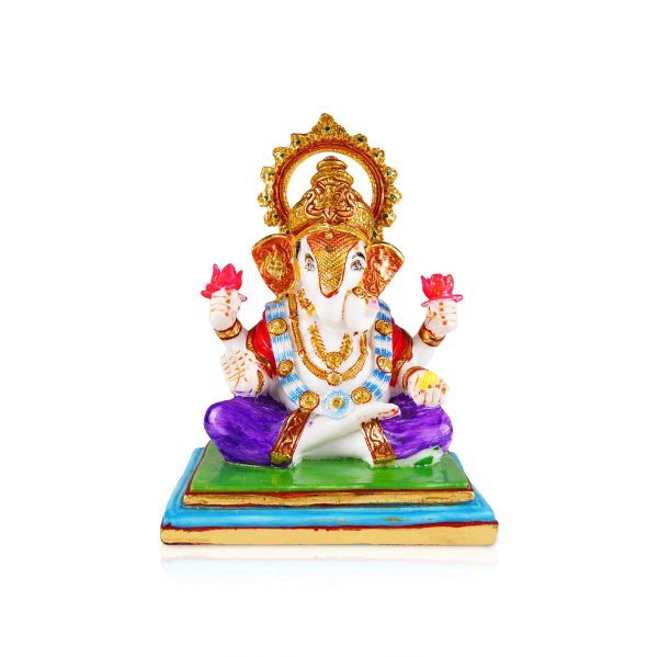 Ganesh Murti - 10 x 7 Inches | Resin Statue  Ganpati Murti  Painted Vinayaka Statue for Pooja Online Sale