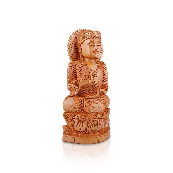 Buddha Statue - 12 x 6 Inches | Buddha Murti  Buddha Idol  Wooden Statue for Home  1.080 Kgs Online