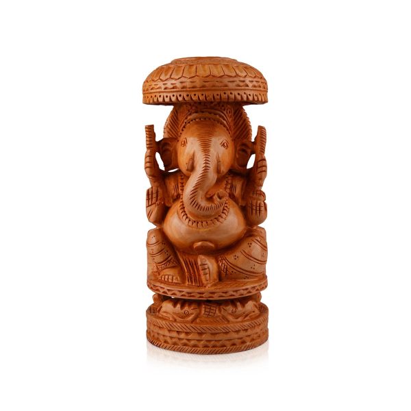 Chatri Ganesh Murti - 8 x 4 Inches | Wooden Statue  Ganpati Murti  Vinayaka Statue for Pooja Online Hot Sale