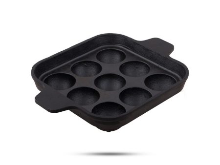 Paniyaram Pan - 7 Inches | Square Shape Cast Iron Pan  Unniyappam Pan for Home  1.495 Kgs Approx For Sale