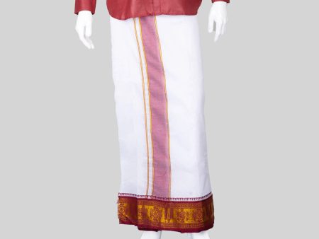 Veshti - 9 x 5 Yards | Korvai Jacquard Border Dhoti  White Vesti for Men Online