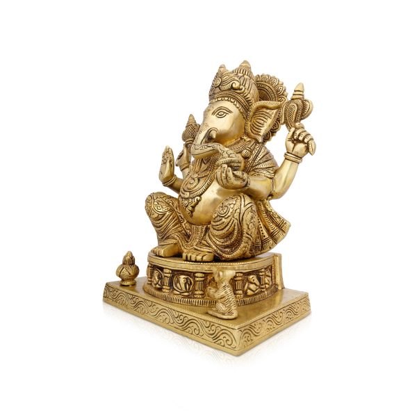 Ganesh Murti - 11 x 7 Inches | Antique Brass Idol  Vinayaka Statue  Ganpati Idol for Pooja  6.500 Kgs Approx on Sale