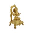 Saraswati Murti With Arch - 9 x 5 Inches | Antique Brass Idol  Saraswati Idol Sittting On Chowki for Pooja  2.200 Kgs on Sale