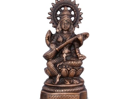 Saraswati Murti - 9.5 x 4.5 Inches | Copper Oxidised Saraswati Idol  Saraswati Moorti for Pooja  470 Gms Approx Online now