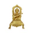 Saraswati Murti With Arch - 9 x 5 Inches | Antique Brass Idol  Saraswati Idol Sittting On Chowki for Pooja  2.200 Kgs on Sale