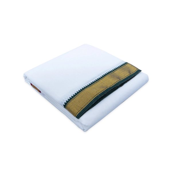 Veshti - 10 x 6 Yards | White Colour Vesti  9 Kan Mayilkan Border Dhoti for Men For Discount