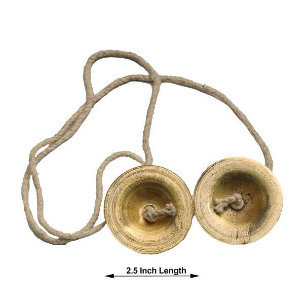 Brass Hand Cymbals - 2.5 Inches | Brass Manjira Taal  Talam With Rope  Brass Jalra for Kirtan  115 Gms Approx For Discount