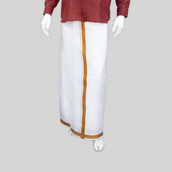 Veshti - 2 Mtrs | White Colour Vesti  1 Inch Gundanchi Border Dhoti for Men Online Sale