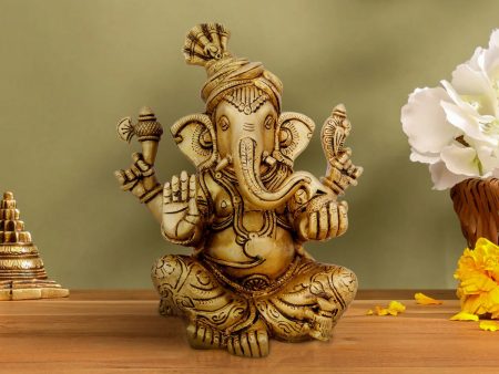 Pagadi Ganesh Murti - 10 x 7.5 Inches | Antique Brass Idol  Ganpati Idol  Vinayaka Statue for Pooja  5.500 Kgs Sale