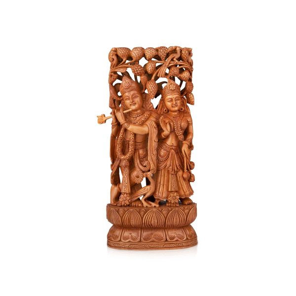 Radha Krishna Murti - 15 x 7 Inches | Wooden Statue  Radha Krishna Idol Standing Under Tree for Pooja Online now