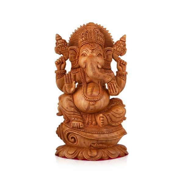 Ganesh Murti - 8 x 4.5 Inches | Wooden Statue  Ganpati Murti  Vinayaka Statue for Pooja on Sale