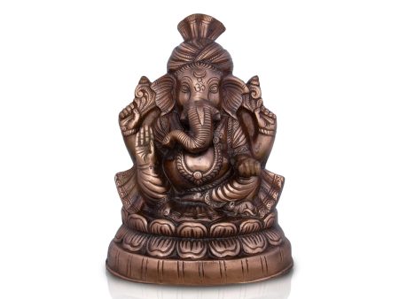 Pagdi Ganesh Murti - 13.5 x 10 Inches | Copper Oxidised Ganpati Idol  Vinayaka Statue for Pooja  1.395 Kgs Fashion